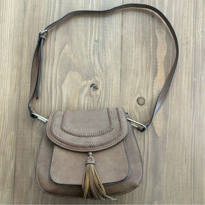 Tan Faux Leather Crossbody Bag